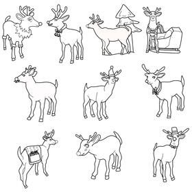 Rudolph set black and white vector