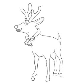 Rudolph bell necklace black and white clipart