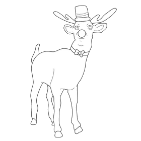 Rudolph black hat black and white clipart