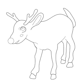 Rudolph child black and white clipart