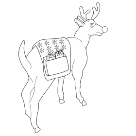 Rudolph gift black and white clipart