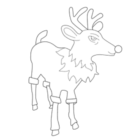 Rudolph santa costum black and white clipart