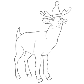 Rudolph santa hat black and white clipart