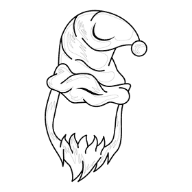 Santa extra beard black and white clipart