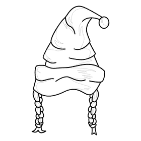 Santa hair black and white clipart