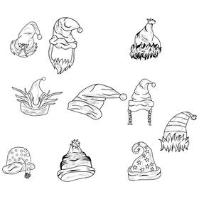 Santa  set black and white vector