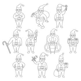 Santa claus  set black and white vector