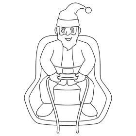 Santa claus drive black and white clipart