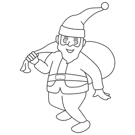 Santa claus excited black and white clipart