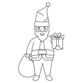 Santa claus your gift black and white clipart