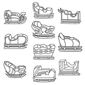 Sleigh Set black and white vector