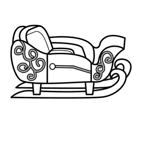 Sleigh Curved Style black and white clipart