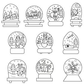 Snow globe set black and white vector