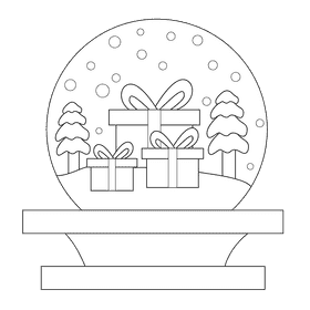 Snow globe gift black and white clipart