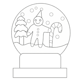 Snow globe ginger candy black and white clipart