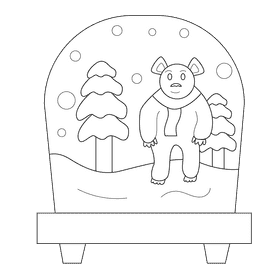 Snow globe polar bear black and white clipart