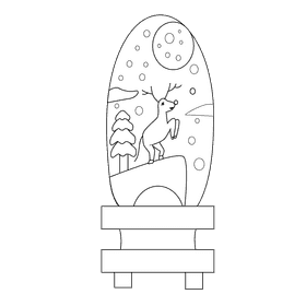 Snow globe rudolph black and white clipart