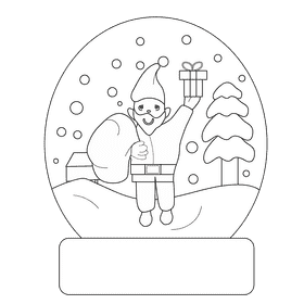 Snow globe santa claus black and white clipart