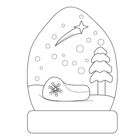 Snow globe sleigh gift black and white clipart