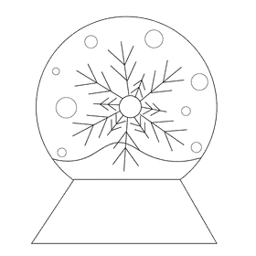Snow globe snowflake black and white clipart