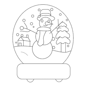 Snow globe snowman black and white clipart