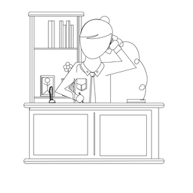 Secretary drawing black and white clipart