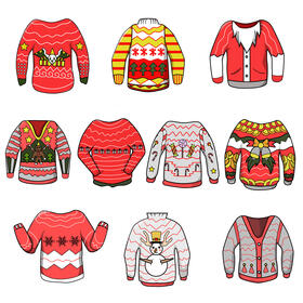 Ugly christmas sweater set vector
