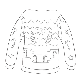 Ugly christmas sweater candy black and white clipart