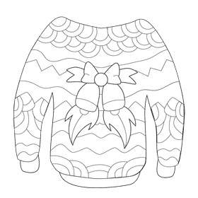 Ugly christmas sweater jingle bell black and white clipart