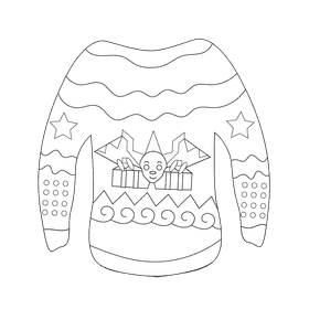 Ugly christmas sweater rudolph black and white clipart