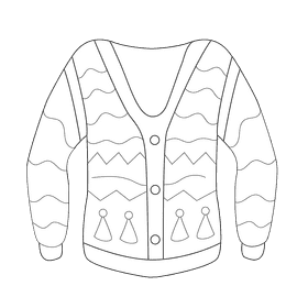 Ugly christmas sweater santa hat black and white clipart