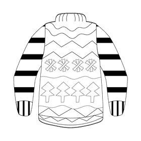 Ugly christmas sweater snow black and white clipart
