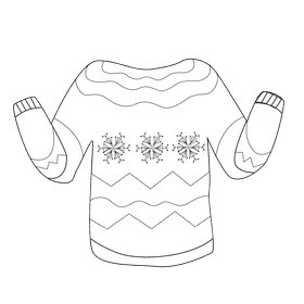 Ugly christmas sweater snowflake black and white clipart