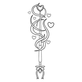 Wand love black and white clipart