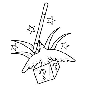 Wand magician black and white clipart