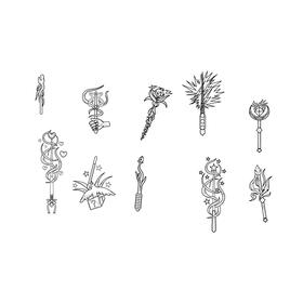 Wand  set black and white vector
