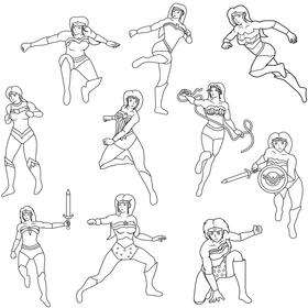 Wonder Woman Set black and white vector