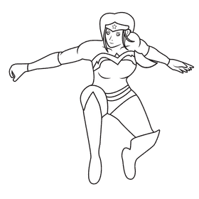 Wonder Woman Landing black and white clipart