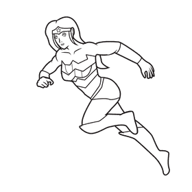 Wonder Woman Running black and white clipart