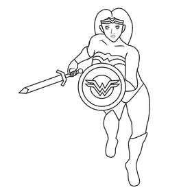 Wonder Woman Strike black and white clipart