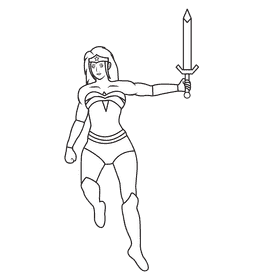Wonder Woman Sword black and white clipart