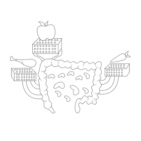 Intestine food absoption black and white clipart