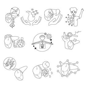 Liver set black and white vector