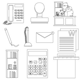 Secretary icons set black and white vector