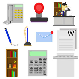 Secretary icons set vector