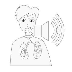 Lungs creating vocal voice black and white clipart