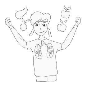 Lungs health black and white clipart