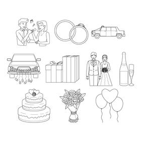 Marriage  Set black and white vector