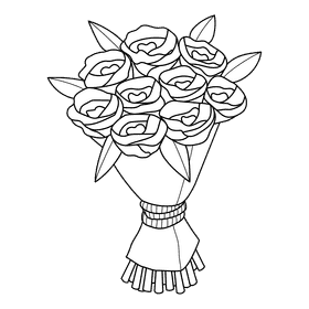 Marriage Bouquet black and white clipart