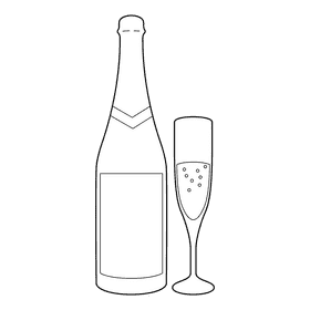 Marriage Champagne black and white clipart